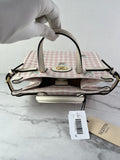 Valentino Pink/Ivory Antibes Small Shopping Crossbody/Shoulder Bag In Vichy Le Chat De La Maison Canvas