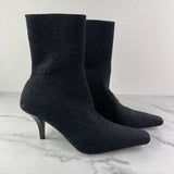 GUCCI Black GG Logo Glitter Accents Sock Boots Size 38.5