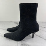 GUCCI Black GG Logo Glitter Accents Sock Boots Size 38.5