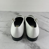 CHANEL Black/White CC Logo MARY JANES Patent Toe Flats Size 38.5