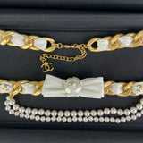 Chanel Camellia Bow Multistrand Pearl Gold Chain Waist Belt