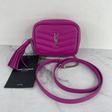 Saint Laurent Fuxia Electrique (Bright Fuschia) Baby Lou YSL Monogram Leather Crossbody/Shoulder Bag