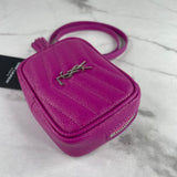 Saint Laurent Fuxia Electrique (Bright Fuschia) Baby Lou YSL Monogram Leather Crossbody/Shoulder Bag