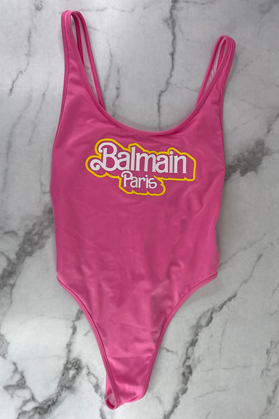 Balmain x Barbie Edition Pink One-Piece Swimsuit Size 38 (fits Size Small or US 4/6)