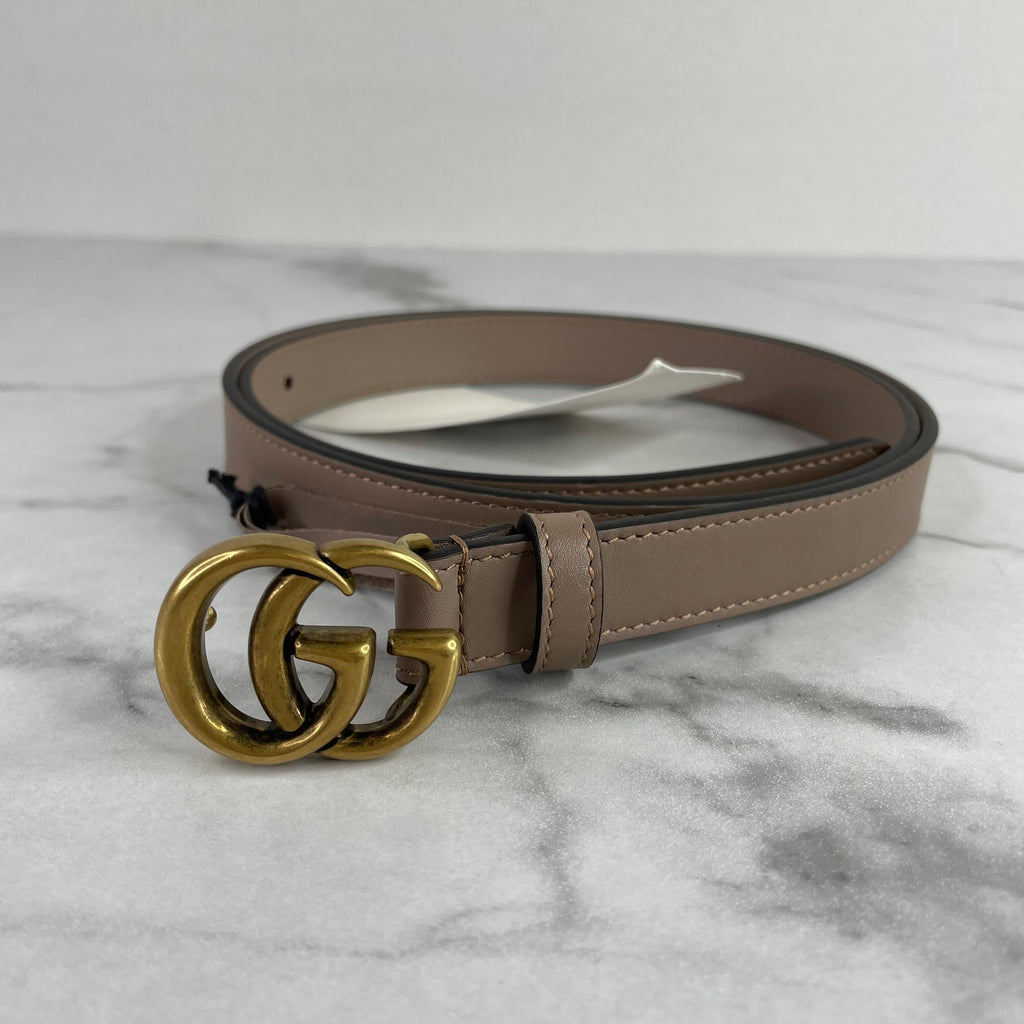 GUCCI Porcelain Rose GG Marmont Thin Belt Size 90 36 Forever Red