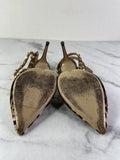 Valentino Brown Leopard Print Calfhair and Leather Rockstud Caged Sandals Size 37