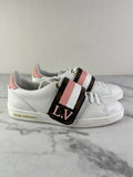 LOUIS VUITTON Women’s White Calfskin Monogram Striped Frontrow Sneakers Size 35.5 (fits US 6.5-7)