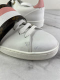 LOUIS VUITTON Women’s White Calfskin Monogram Striped Frontrow Sneakers Size 35.5 (fits US 6.5-7)