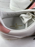 LOUIS VUITTON Women’s White Calfskin Monogram Striped Frontrow Sneakers Size 35.5 (fits US 6.5-7)
