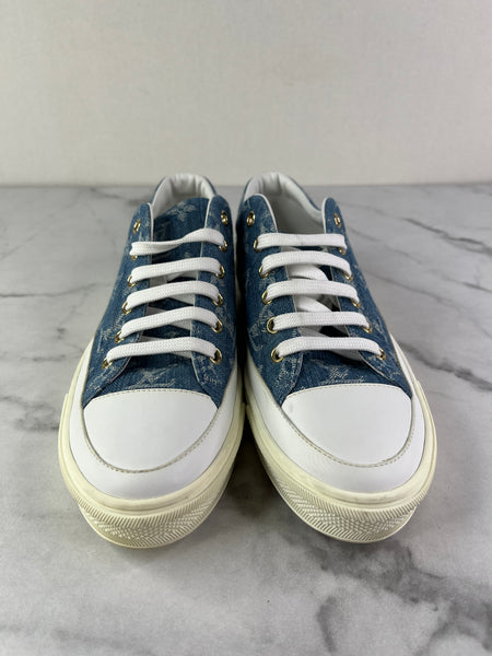 LOUIS VUITTON Bleu Jeans Blue Denim Monogram Stellar Sneakers Size 37 (fits US 8)