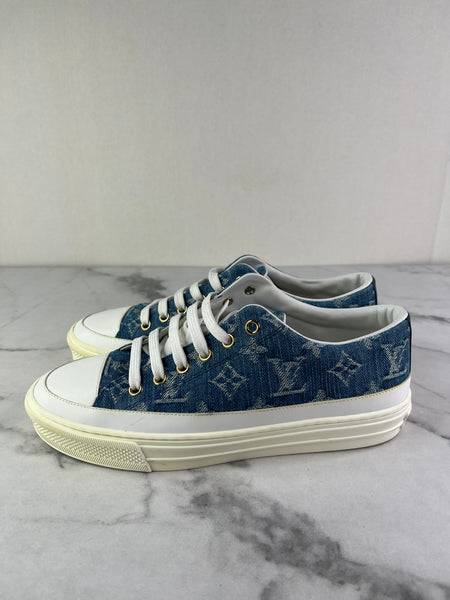 LOUIS VUITTON Bleu Jeans Blue Denim Monogram Stellar Sneakers Size 37 (fits US 8)