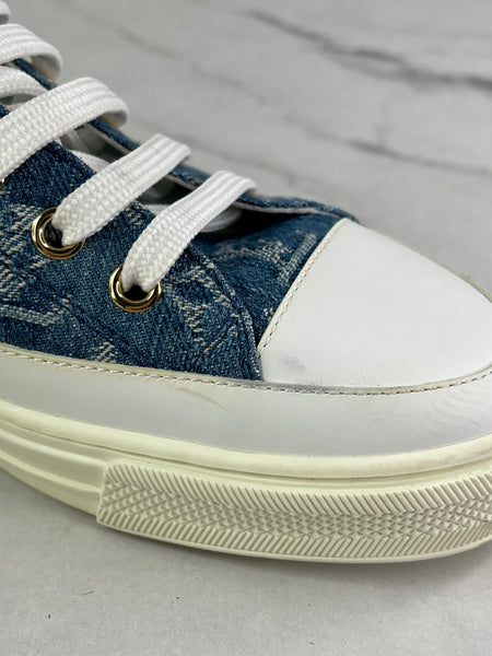 LOUIS VUITTON Bleu Jeans Blue Denim Monogram Stellar Sneakers Size 37 (fits US 8)