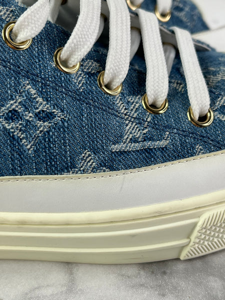 LOUIS VUITTON Bleu Jeans Blue Denim Monogram Stellar Sneakers Size 37 (fits US 8)