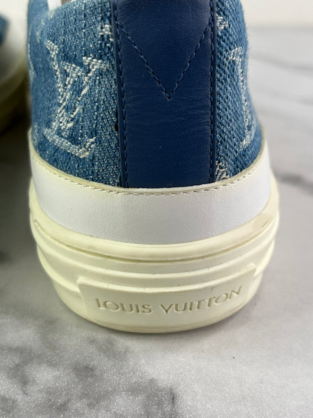 LOUIS VUITTON Bleu Jeans Blue Denim Monogram Stellar Sneakers Size 37 (fits US 8)