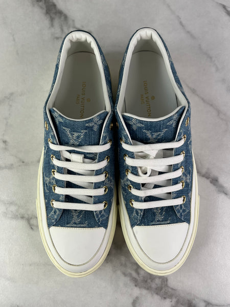 LOUIS VUITTON Bleu Jeans Blue Denim Monogram Stellar Sneakers Size 37 (fits US 8)