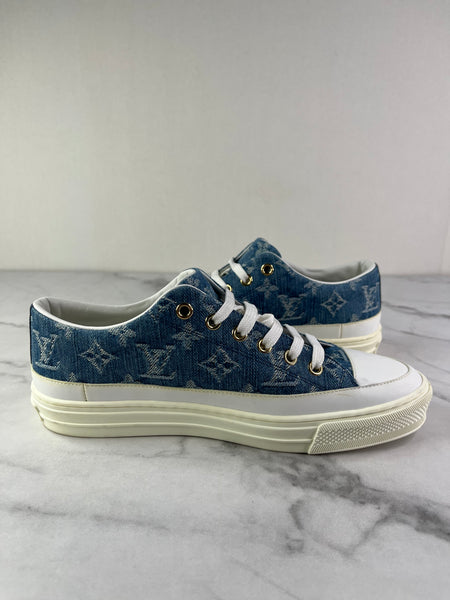 LOUIS VUITTON Bleu Jeans Blue Denim Monogram Stellar Sneakers Size 37 (fits US 8)