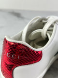 GUCCI Women’s White Calfskin Web Heart Embroidered Womens Ace Sneakers Size 35 (fits US 6)