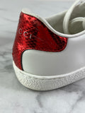 GUCCI Women’s White Calfskin Web Heart Embroidered Womens Ace Sneakers Size 35 (fits US 6)