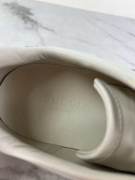 GUCCI Women’s White Calfskin Web Heart Embroidered Womens Ace Sneakers Size 35 (fits US 6)