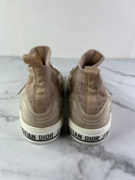 Christian Dior Nude Beige Technical Mesh Cannage Womens Walk’n Dior High Top Sneakers Size 36.5