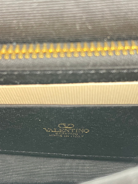 VALENTINO Black Velvet VLogo Signature Wallet Crystal Crossbody/Shoulder Bag