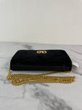 VALENTINO Black Velvet VLogo Signature Wallet Crystal Crossbody/Shoulder Bag