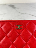 CHANEL Red Caviar Long Zipped Wallet