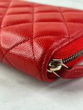 CHANEL Red Caviar Long Zipped Wallet