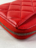 CHANEL Red Caviar Long Zipped Wallet