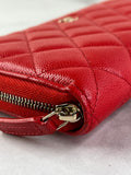CHANEL Red Caviar Long Zipped Wallet