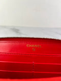 CHANEL Red Caviar Long Zipped Wallet