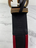 GUCCI Black/Romantic Cherry Red Azalea Calfskin Matelasse Diagonal Torchon Double G Belt Size 80/32
