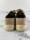 CHANEL Tan/Black Velvet CC Low Top Sneakers Size 36