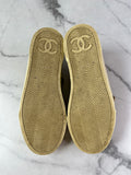 CHANEL Tan/Black Velvet CC Low Top Sneakers Size 36