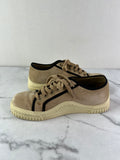 CHANEL Tan/Black Velvet CC Low Top Sneakers Size 36
