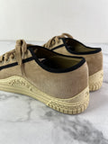 CHANEL Tan/Black Velvet CC Low Top Sneakers Size 36