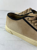 CHANEL Tan/Black Velvet CC Low Top Sneakers Size 36