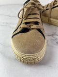 CHANEL Tan/Black Velvet CC Low Top Sneakers Size 36