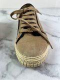 CHANEL Tan/Black Velvet CC Low Top Sneakers Size 36