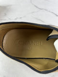 CHANEL Tan/Black Velvet CC Low Top Sneakers Size 36