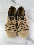 CHANEL Tan/Black Velvet CC Low Top Sneakers Size 36
