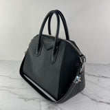 GIVENCHY Black Grained Leather Small Antigona Shoulder Bag