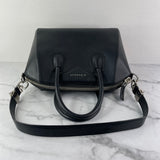 GIVENCHY Black Grained Leather Small Antigona Shoulder Bag