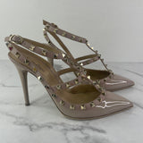 Valentino Nude/Pink (Poudre) Patent Leather Rockstud Caged Pumps Size 39