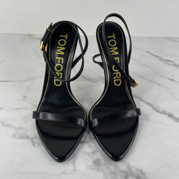 TOM FORD Black/Gold Padlock sandals Size 38.5