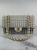 CHANEL Medium Classic Black/White Tweed Woven Single Flap Bag