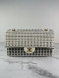 CHANEL Medium Classic Black/White Tweed Woven Single Flap Bag