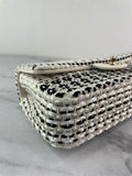 CHANEL Medium Classic Black/White Tweed Woven Single Flap Bag