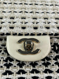 CHANEL Medium Classic Black/White Tweed Woven Single Flap Bag