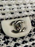 CHANEL Medium Classic Black/White Tweed Woven Single Flap Bag